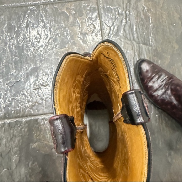 Lucchese Handmade Exotic Ostrich Leather Western Cowboy Boots Burgundy 6.5 - Picture 7 of 15
